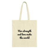 Strength and Love Tote Bag, Inspirational Quote Bag, Positive Affirmation Bag, Motivational Gift Bag, Everyday Carryall, Gift for Her - Tawshia